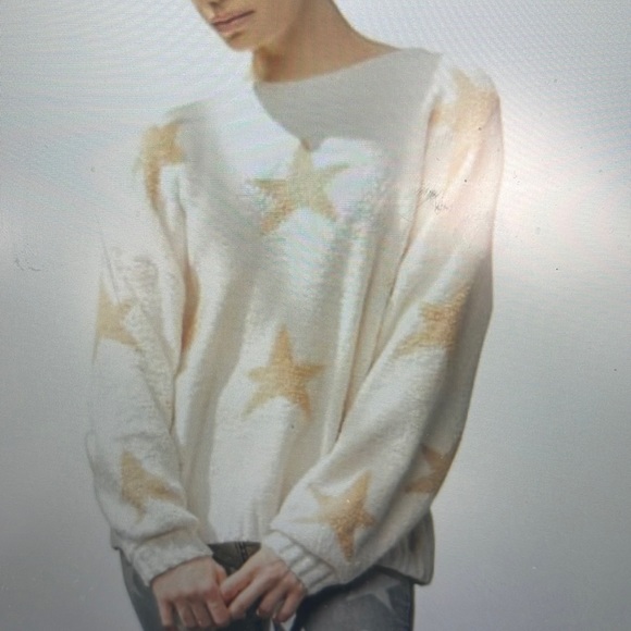 Easel Fuzzy Oversized Sweater New Star Ivory Soft Loose Fit - Picture 1 of 5